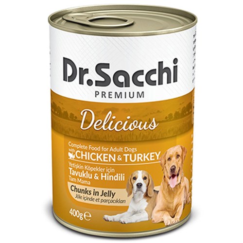Dr.Sacchi Tavuk Ve Hindi Etli Yetişkin Köpek Konservesi 400gr