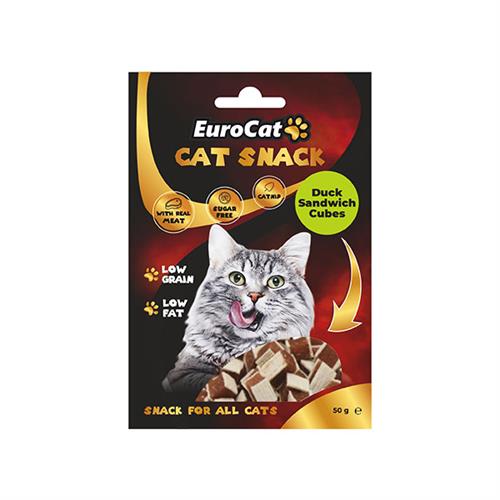 Euro Cat Ördekli Düşük Tahıllı Catnipli Küp Sandviç Kedi Ödül Maması