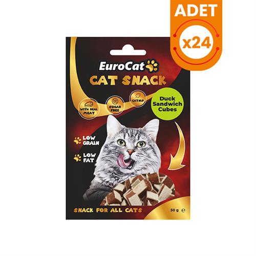 Euro Cat Ördekli Düşük Tahıllı Catnipli Küp Sandviç Kedi Ödül Maması
