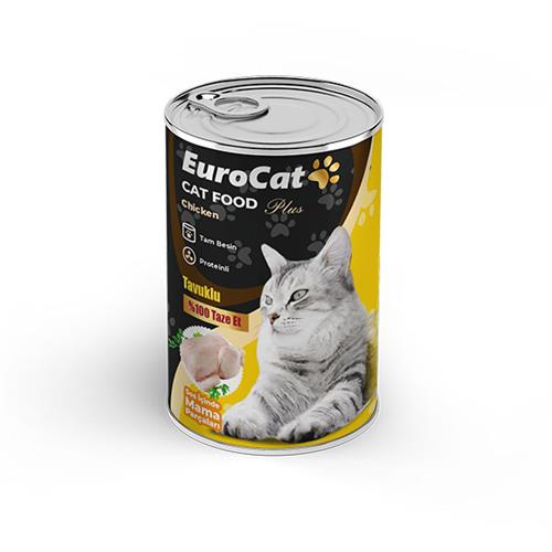 Euro Cat Tavuklu Parça Etli Yetişkin Konserve Kedi Maması