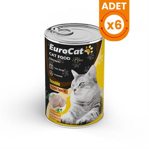 Euro Cat Tavuklu Parça Etli Yetişkin Konserve Kedi Maması