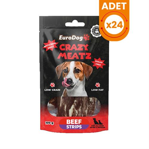 Euro Dog Crazy Meatz Şekersiz Biftekli Şerit Köpek Ödül Maması