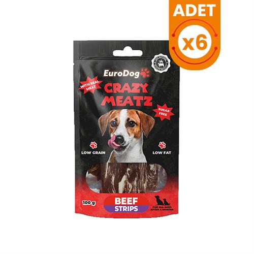 Euro Dog Crazy Meatz Şekersiz Biftekli Şerit Köpek Ödül Maması