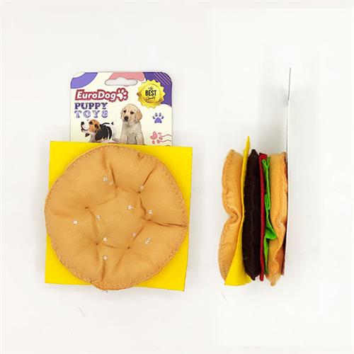 Euro Dog Puppy Toys Peluş Hamburger Yavru Köpek Oyuncağı