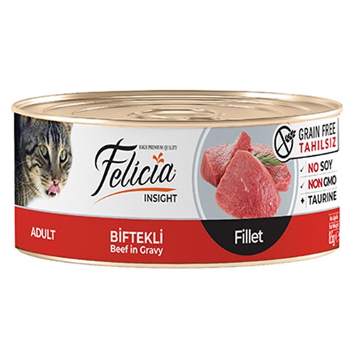 Felicia Tahılsız Biftekli Fileto Yetişkin Konserve Kedi Maması