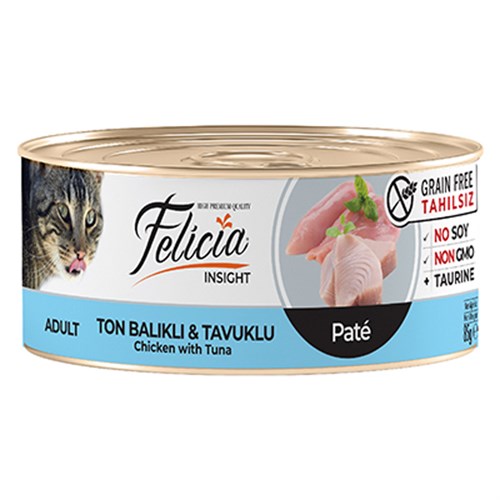 Felicia Tahılsız Ton Balıklı Tavuklu Kıyılmış Yetişkin Konserve Kedi Maması