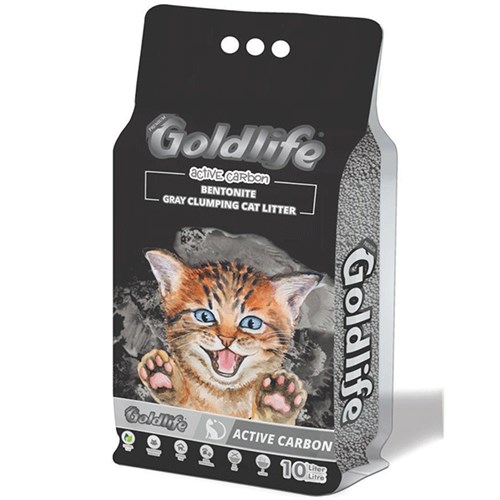 GoldLife İnce Taneli Aktif Karbonlu Kokusuz Topaklanan Kedi Kumu