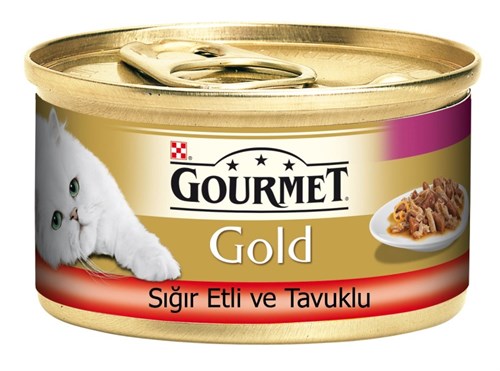 Gourmet Gold Sığır Etli ve Tavuklu Yetişkin Konserve Kedi Maması