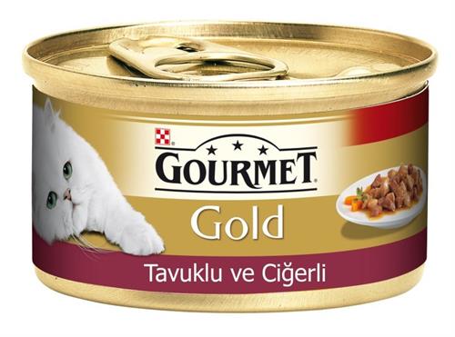 Gourmet Gold Tavuk ve Ciğerli Yetişkin Konserve Kedi Maması