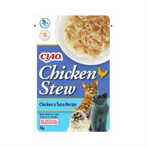 Inaba Ciao Chicken Stew Tavuk Güveçli ve Ton Balıklı Pate Yetişkin Konserve Kedi Maması