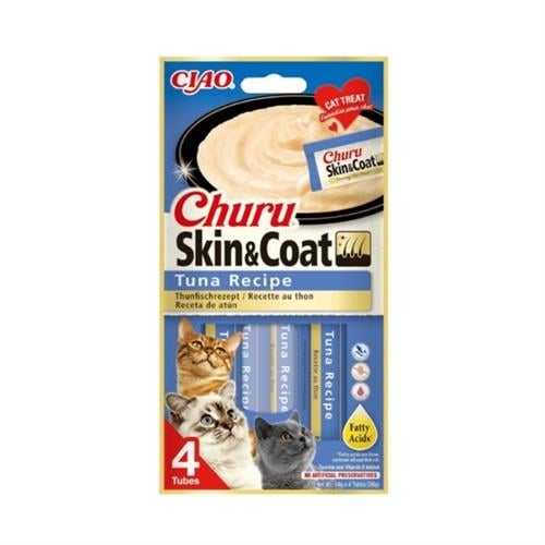 Inaba Ciao Churu Skin & Coat Deri ve Tüy Sağlığı için Ton Balıklı Sıvı Kedi Ödül Maması