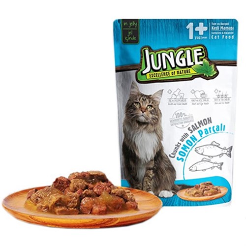 Jungle Somonlu Pouch Yetişkin Konserve Kedi Maması
