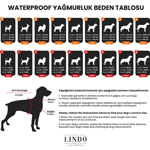 Lindo Dogs Aqua İçi Fileli Su Geçirmez Köpek Yağmurluğu