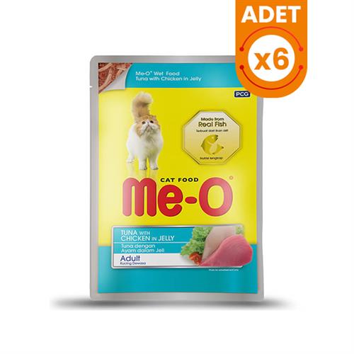 Meo Adult Jöle Tavuk ve Ton Balıklı Yetişkin Konserve Kedi Maması