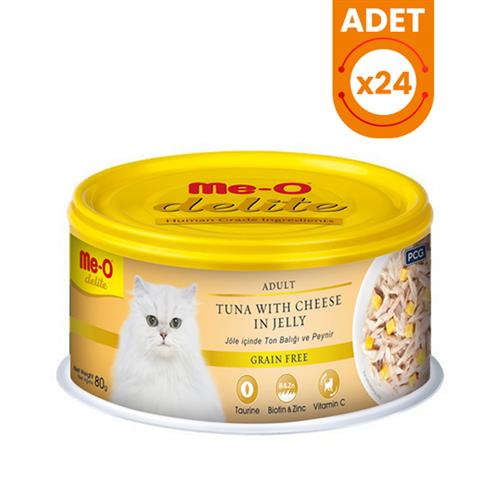 Meo Delite Tahılsız Jöleli Ton Balıklı ve Peynirli Yetişkin Konserve Kedi Maması