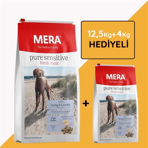 Mera Pure Sensitive Tahılsız Ringa Balık ve Patatesli Köpek Maması 12,5 Kg(+4 Kg Hediyeli)