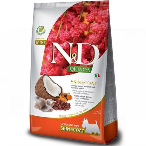 N&D Quinoa Skin Coat Ringa Balıklı Mini Yetişkin Köpek Maması