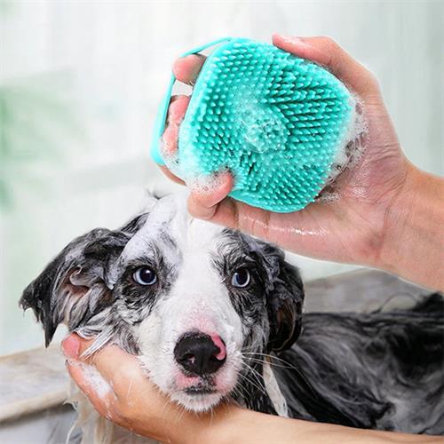 Petzz Hazneli Silikon Kedi ve Köpek Banyo Şampuan Fırçası