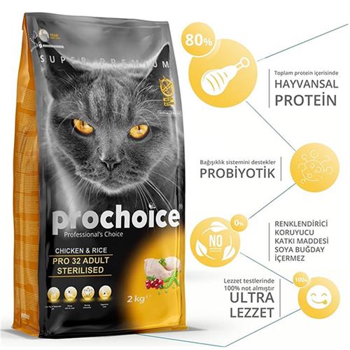 Pro Choice Pro 32 Sterilised Tavuklu Kısırlaştırılmış Kedi Maması
