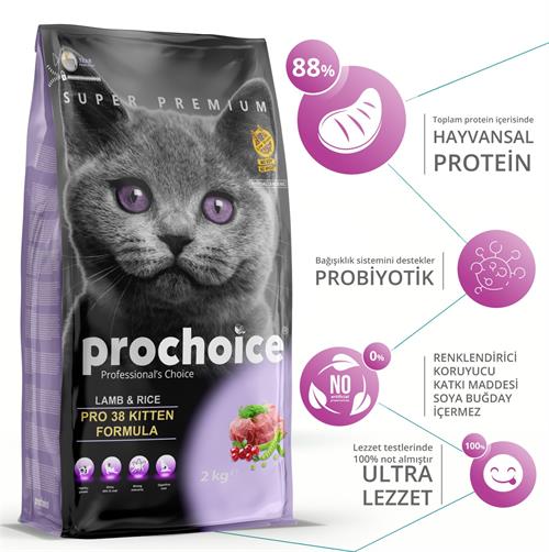 Pro Choice Pro 38 Kitten Kuzu Etli Yavru Kedi Maması