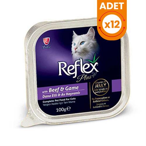 Reflex Plus Biftek ve Av Hayvanlı Yetişkin Konserve Kedi Maması