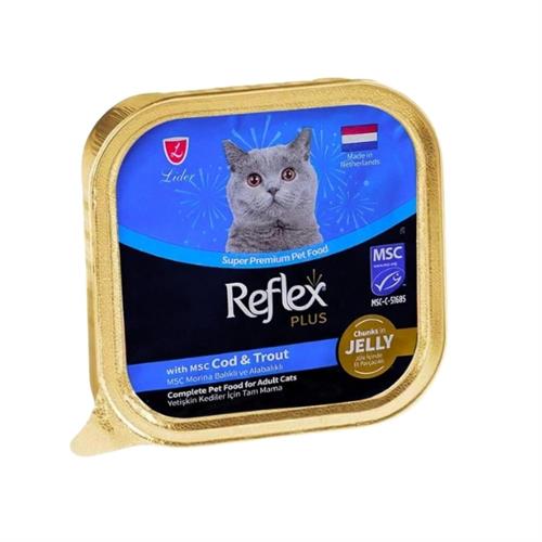 Reflex Plus Jöle İçinde Parça Morina ve Alabalıklı Yetişkin Konserve Kedi Maması