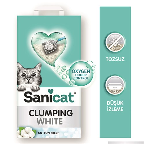 Sanicat Clumping White Cotton Oksijen Kontrol Ultra Emici Kedi Kumu