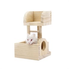 Carno Kemirgen Hamster Oyuncağı Naturel Ahşap Gözcü Kulesi