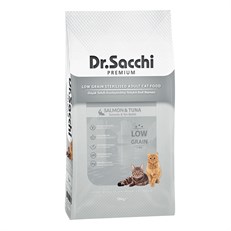 Dr.Sacchi Premium Düşük Tahıllı Somonlu ve Ton Balıklı Kısırlaştırılmış Kedi Maması