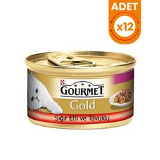 Gourmet Gold Sığır Etli ve Tavuklu Yetişkin Konserve Kedi Maması