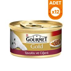 Gourmet Gold Tavuk ve Ciğerli Yetişkin Konserve Kedi Maması