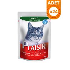 Plaisir Sığır Etli Hindili Pouch Konserve Kedi Maması