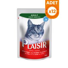 Plaisir Sığır Etli Hindili Pouch Konserve Kedi Maması