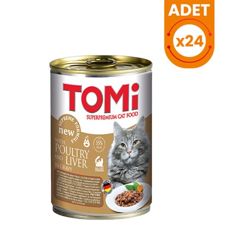 Tomi Kanatlı Eti ve Ciğerli Kedi Konservesi 24x400 Gr