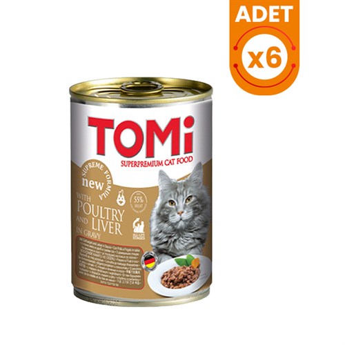 Tomi Kanatlı Eti ve Ciğerli Kedi Konservesi 6x400 Gr