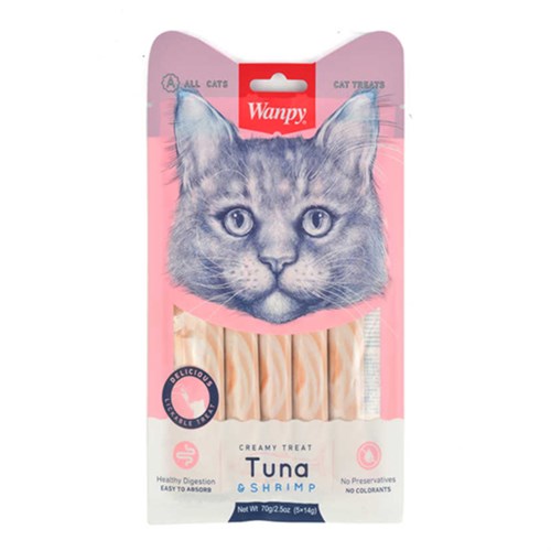 Wanpy Ton Balığı ve Karidesli Sıvı Kedi Ödül Maması 25x14 Gr