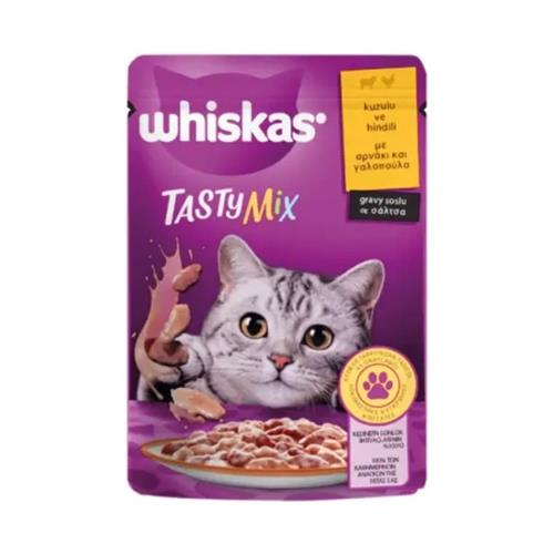 Whiskas Pouch Tasty Mix Sos İçerisinde Kuzu Etli ve Hindili Yetişkin Konserve Kedi Maması
