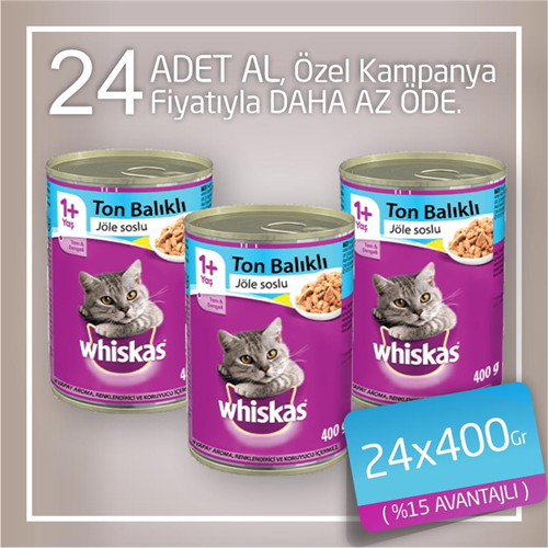 Whiskas Ton Balikli Yetişkin Kedi Konservesi 24x400 Gr