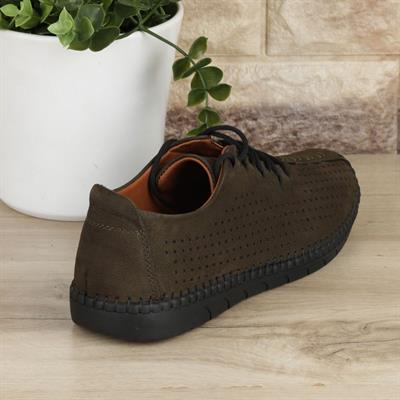 Haki Hakiki Deri Erkek Günlük Ayakkabı