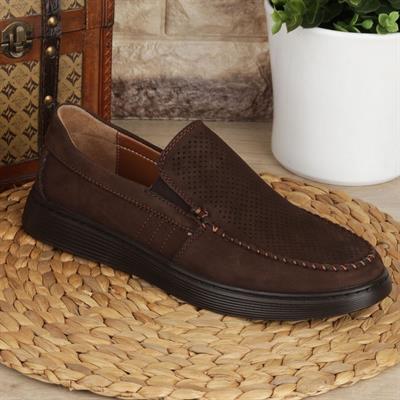 Kahverengi Hakiki Deri Loafer Erkek Günlük Ay