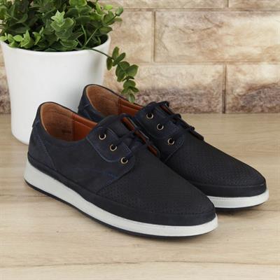 Lacivert Bağcıklı Hakiki Deri Erkek Günlük Ay