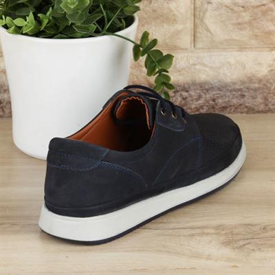 Lacivert Bağcıklı Hakiki Deri Erkek Günlük Ay