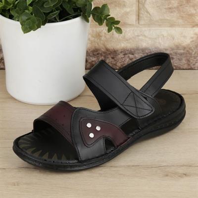 Siyah Hakiki Deri Erkek Sandalet