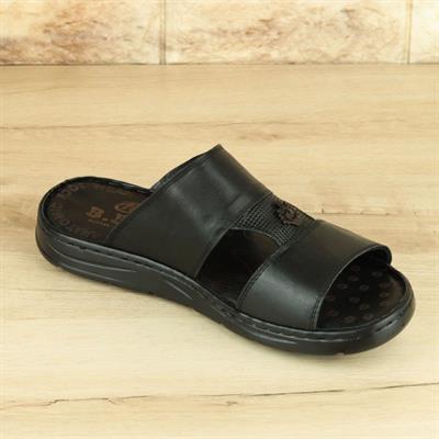 Siyah İç-Dış Hakiki Deri Erkek Terlik