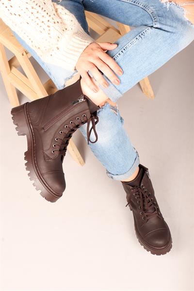 ADRİENN Dikiş Detaylı Kadın Bot KAHVERENGİ