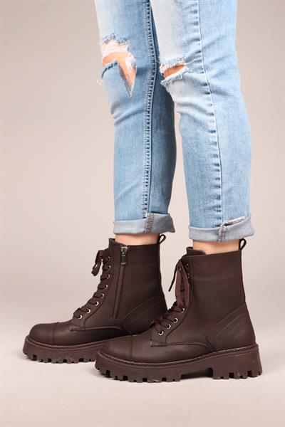 ADRİENN Dikiş Detaylı Kadın Bot KAHVERENGİ