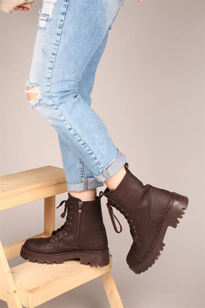 ADRİENN Dikiş Detaylı Kadın Bot KAHVERENGİ