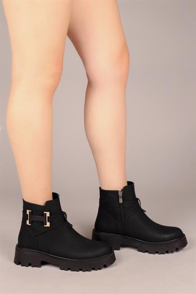 AİNO H Tokalı Kadın Bot SİYAH