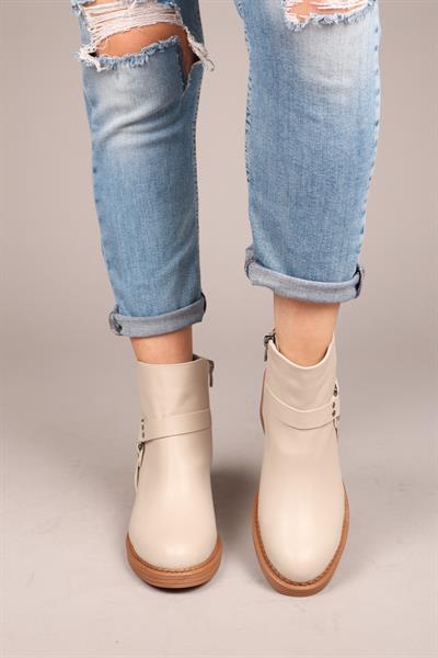 ANETA Fermuarlı Kısa Kadın Bot KREM