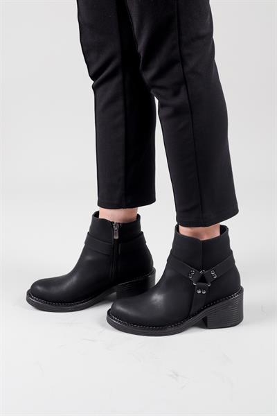 ANETA Fermuarlı Kısa Kadın Bot SİYAH